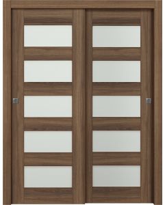 Prefinished Avon 07-07 Vetro Pecan Nutwood Modern Interior Bypass Door