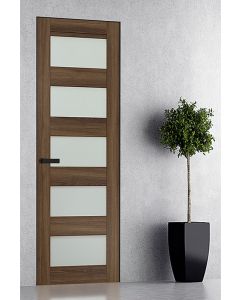 Prefinished Avon 07-07 Vetro Pecan Nutwood Modern Interior Single Door with Invisible Frame