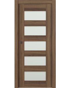 Prefinished Avon 07-07 Vetro Pecan Nutwood Modern Interior Single Pocket Door