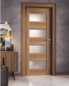Prefinished Avon 07-08 Vetro Pecan Nutwood Modern Interior Single Door