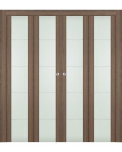 Prefinished Avon 202 4H Vetro Pecan Nutwood Modern Interior Bi-Fold 4 Door