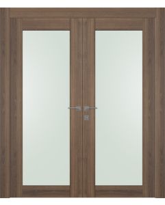 Prefinished Avon 207 Vetro Pecan Nutwood Modern Interior Double Door