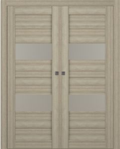 Prefinished Berta Vetro Shambor Modern Interior Double Pocket Door