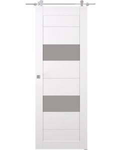 Prefinished Berta Vetro Snow White Modern Interior Barn Door