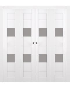 Prefinished Berta Vetro Snow White Modern Interior Bi-Fold 4 Door
