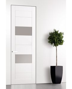Prefinished Berta Vetro Snow White Modern Interior Single Door with Invisible Frame