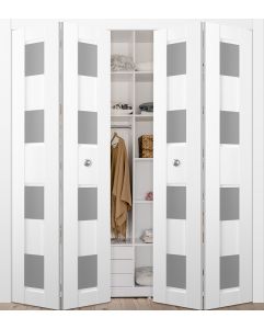 Prefinished Della Vetro Bianco Noble Modern Interior Bi-Fold 4 Door