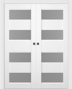 Prefinished Della Vetro Bianco Noble Modern Interior Double Pocket Door