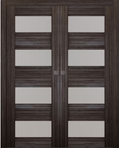 Prefinished Della Vetro Gray Oak Modern Interior Double Pocket Door