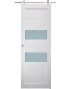 Prefinished Dessa Vetro Bianco Noble Modern Interior Barn Door