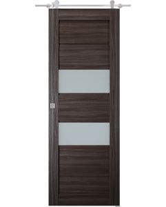 Prefinished Dessa Vetro Gray Oak Modern Interior Barn Door