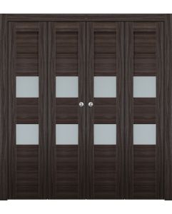 Prefinished Dessa Vetro Gray Oak Modern Interior Bi-Fold 4 Door