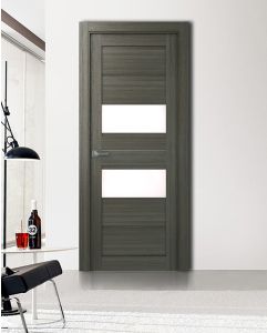 Prefinished Dessa Vetro Gray Oak Modern Interior Single Door