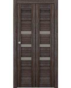 Prefinished Dora Vetro Gray Oak Modern Interior Bi-Fold 2 Door