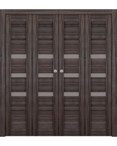 Prefinished Dora Vetro Gray Oak Modern Interior Bi-Fold 4 Door