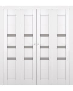 Prefinished Dora Vetro Snow White Modern Interior Bi-Fold 4 Door