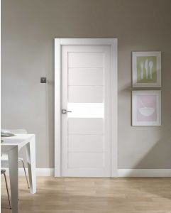 Prefinished Edna Vetro Bianco Noble Modern Interior Single Door