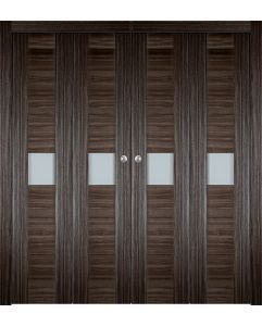 Prefinished Edna Vetro Gray Oak Modern Interior Bi-Fold 4 Door