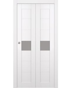 Prefinished Edna Vetro Snow White Modern Interior Bi-Fold 2 Door