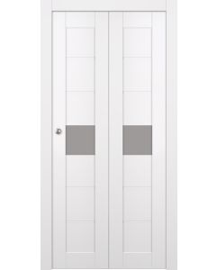 Prefinished Edna Vetro Snow White Modern Interior Bi-Fold 2 Door