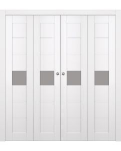 Prefinished Edna Vetro Snow White Modern Interior Bi-Fold 4 Door