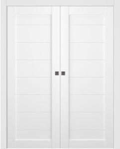Prefinished Ermi Bianco Noble Modern Interior Double Pocket Door