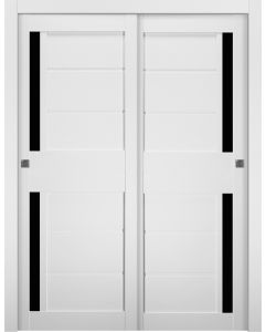 Prefinished Esta Bl Vetro Bianco Noble Modern Interior Bypass Door