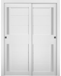 Prefinished Esta Vetro Bianco Noble Modern Interior Bypass Door