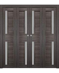 Prefinished Esta Vetro Gray Oak Modern Interior Bi-Fold 4 Door