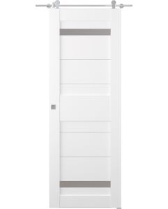 Prefinished Imma Vetro Bianco Noble Modern Interior Barn Door