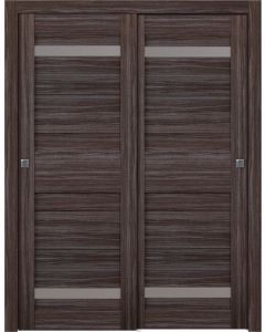 Prefinished Imma Vetro Gray Oak Modern Interior Bypass Door