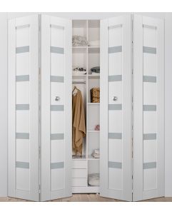 Prefinished Leora Vetro Bianco Noble Modern Interior Bi-Fold 4 Door