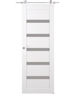 Prefinished Leora Vetro Snow White Modern Interior Barn Door