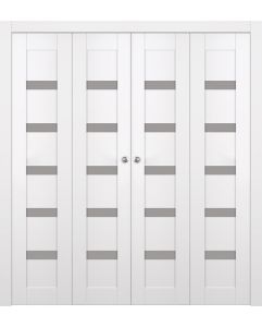 Prefinished Leora Vetro Snow White Modern Interior Bi-Fold 4 Door