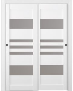 Prefinished Leti Vetro Bianco Noble Modern Interior Bypass Door