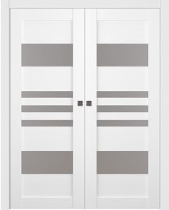 Prefinished Leti Vetro Bianco Noble Modern Interior Double Pocket Door