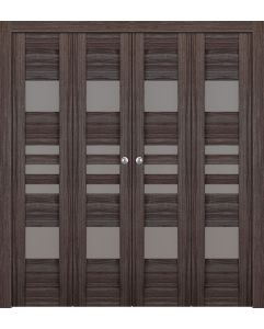 Prefinished Leti Vetro Gray Oak Modern Interior Bi-Fold 4 Door