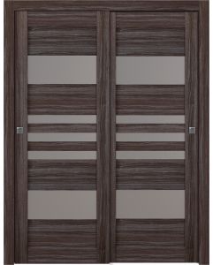 Prefinished Leti Vetro Gray Oak Modern Interior Bypass Door