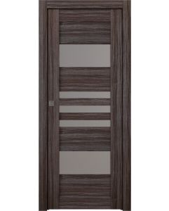 Prefinished Leti Vetro Gray Oak Modern Interior Single Pocket Door