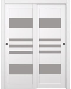 Prefinished Leti Vetro Snow White Modern Interior Bypass Door