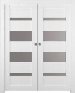 Prefinished Mirella Vetro Bianco Noble Modern Interior Double Pocket Door