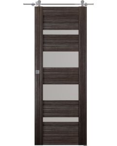 Prefinished Mirella Vetro Gray Oak Modern Interior Barn Door