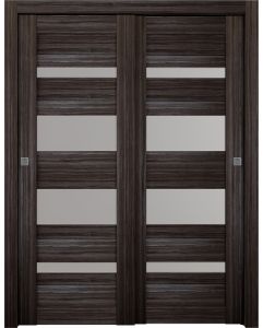 Prefinished Mirella Vetro Gray Oak Modern Interior Bypass Door