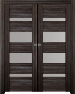 Prefinished Mirella Vetro Gray Oak Modern Interior Double Pocket Door