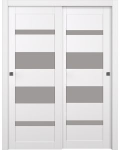 Prefinished Mirella Vetro Snow White Modern Interior Bypass Door