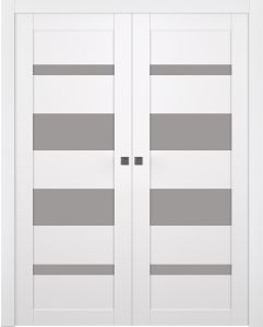 Prefinished Mirella Vetro Snow White Modern Interior Double Pocket Door