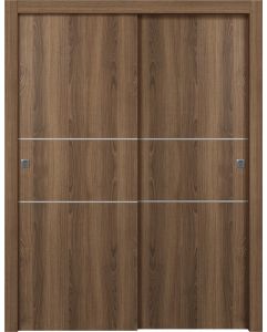 Prefinished Optima 2H Pecan Nutwood Modern Interior Bypass Door