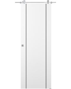 Prefinished Optima 2U Black Snow White Modern Interior Barn Door