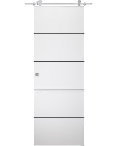 Prefinished Optima 4H Black Snow White Modern Interior Barn Door