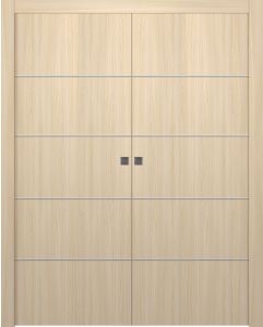 Prefinished Optima 4H Loire Ash Modern Interior Double Pocket Door